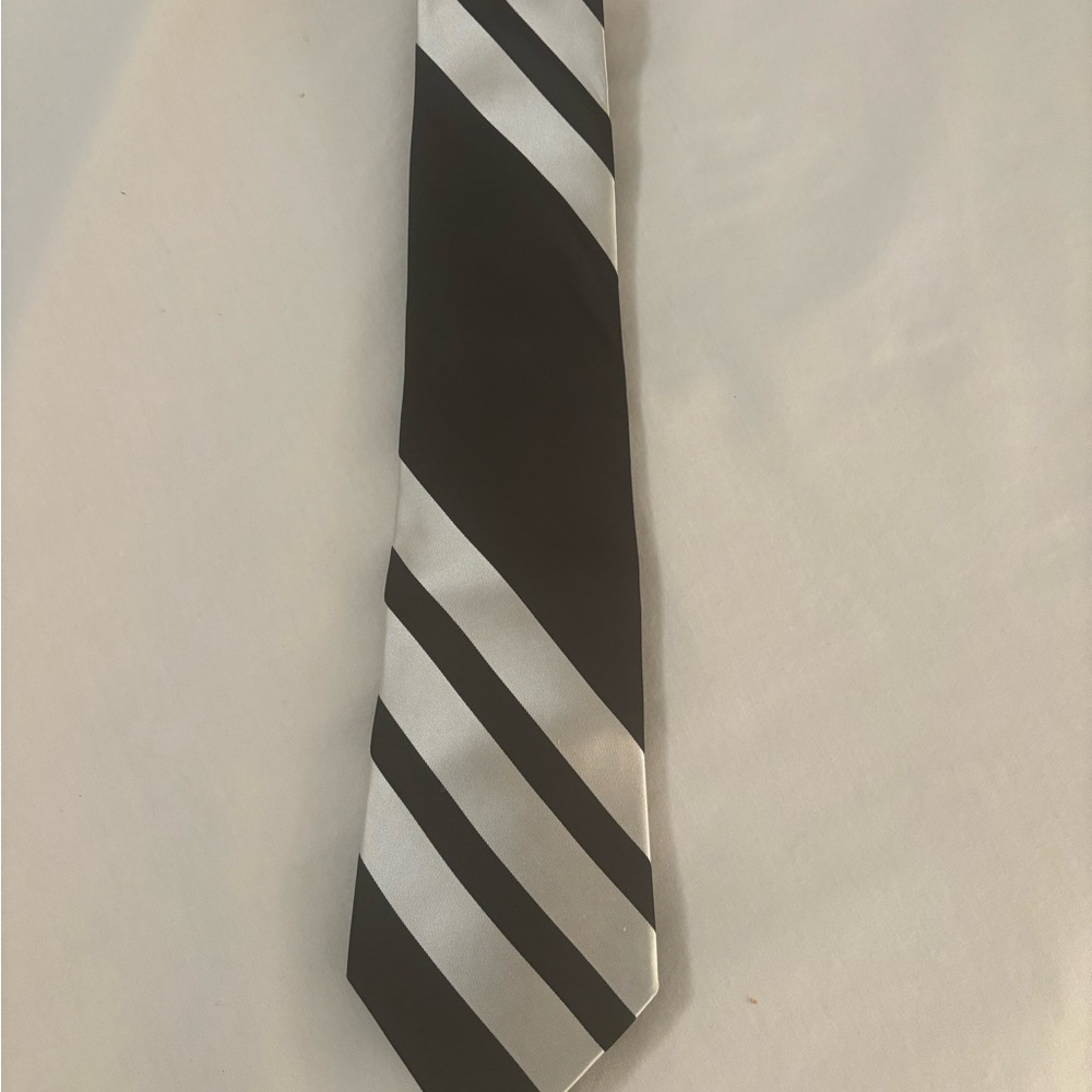 Express design studios, silver and navy blue stripe men’s tie
